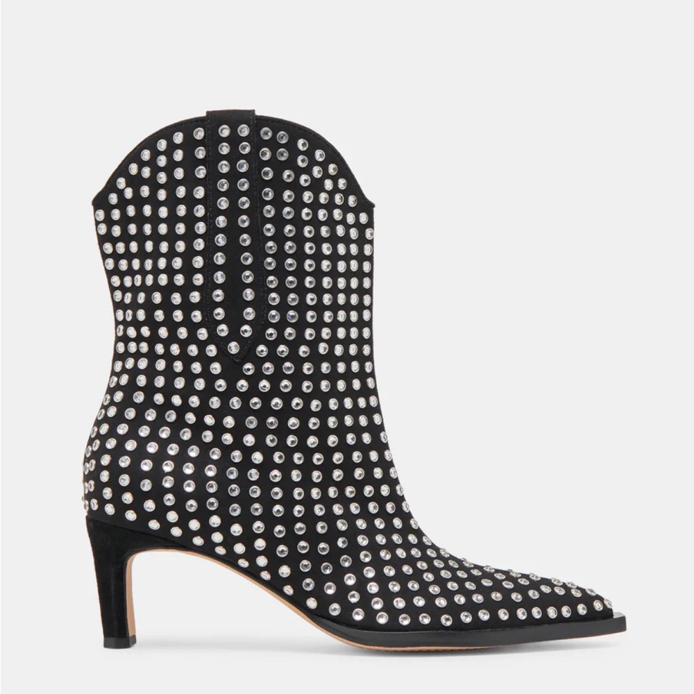 Anzel Crystal Stud Booties Black Crystal